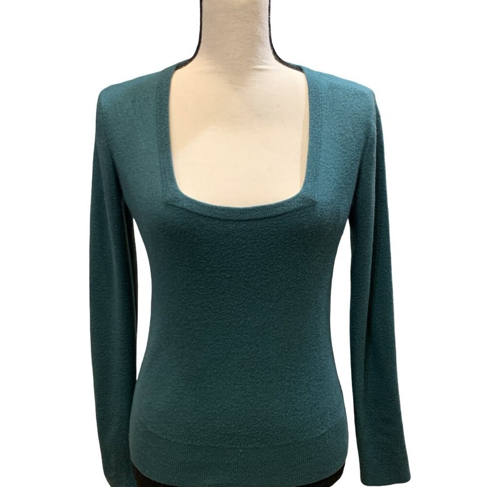 Balenciaga Knits Green Square Neck 100% Wool Sweater Sz 42 -S/M See Measurement